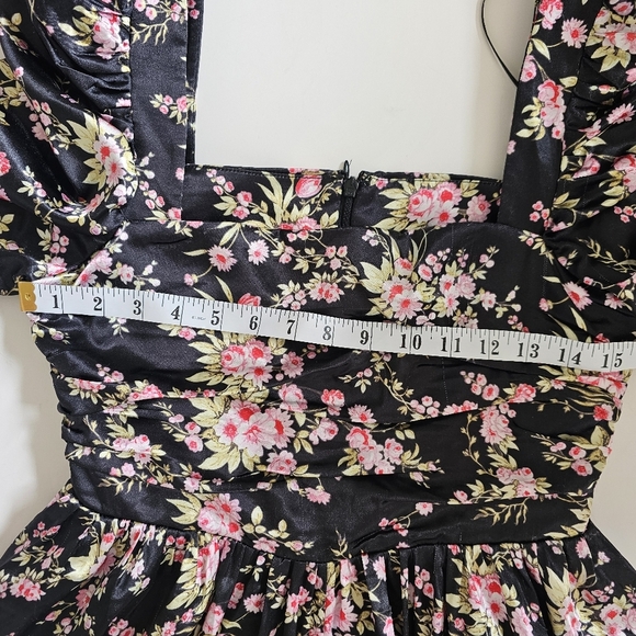 Nwt Revolve likely 4 floral satin babydoll brandie mini dress - Picture 6 of 10